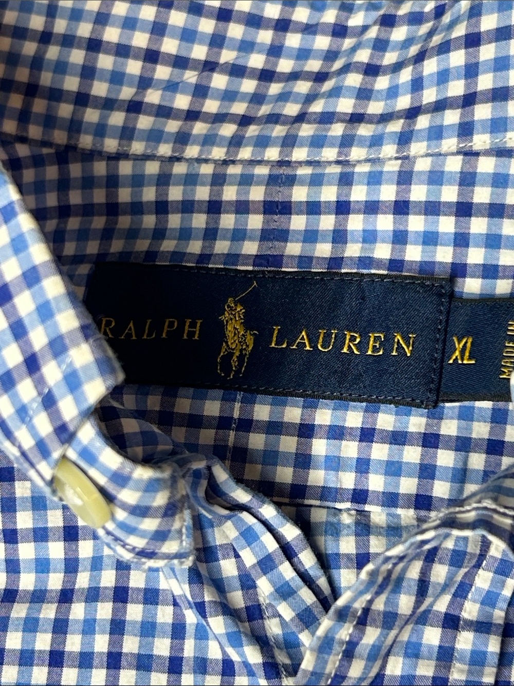 Ralph Lauren Blue and White Gingham Button-Down Shirt - Picture 3 of 7